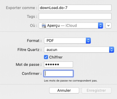 Enregistrer un fichier PDF sur Mac