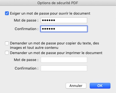 Enregistrer un fichier PDF avec un mot de passe sur Mac