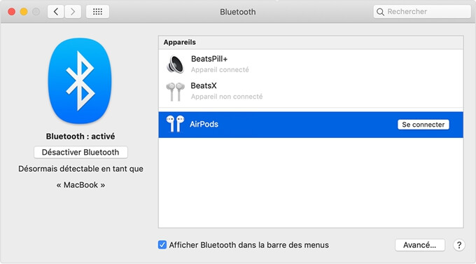 connecter votre Airpods avec votre Mac