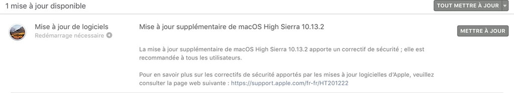 les mises à jour logicielles disponibles sur Mac