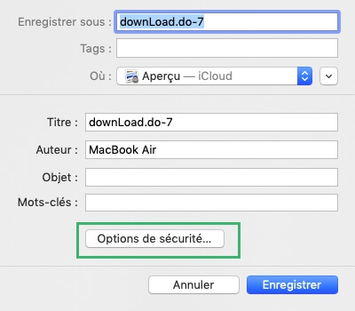 Enregistrer un fichier PDF sur Mac