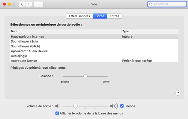 Vérifier les paramètres audio sur Mac