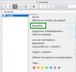 restaurer un fichier à son emplacement d’origine sur Mac