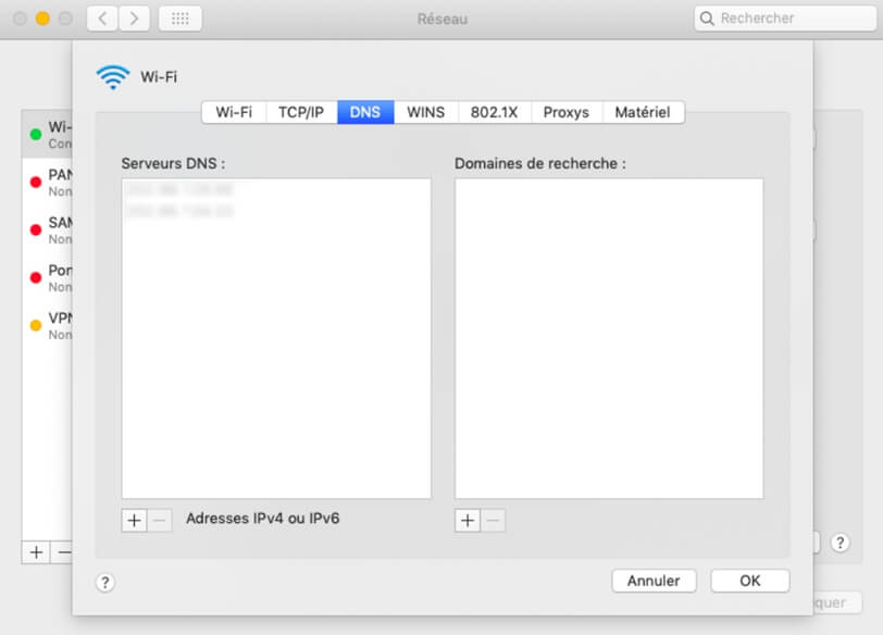 Configurer les serveurs DNS sur Mac