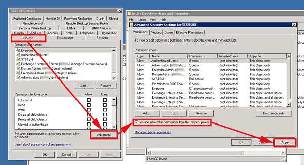 Modifier les paramètres de sécurité de Microsoft Exchange