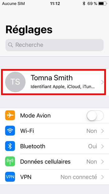 profil de votre identifiant iPhone/iPad