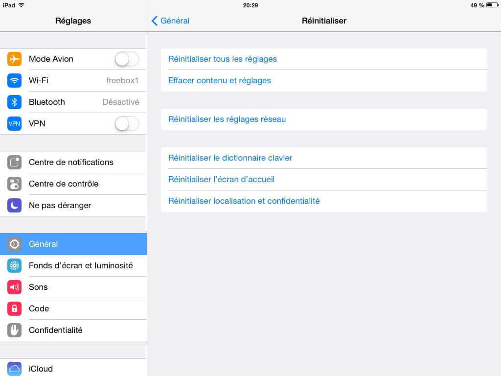 Réinitialiser l’écran d’accueil iPad