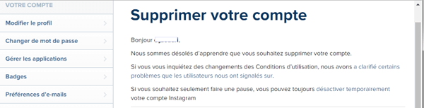 Supprimer votre compte Instagram