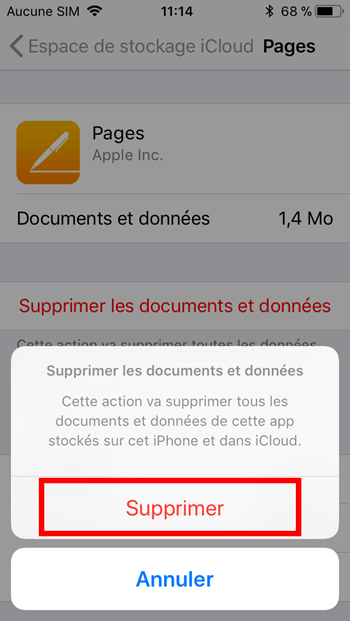 Supprimer documents iPhone/iPad