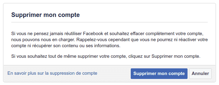 supprimer un compte Facebook de façon permanente