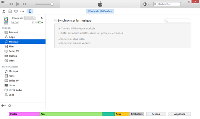 synchroniser musique avec itunes