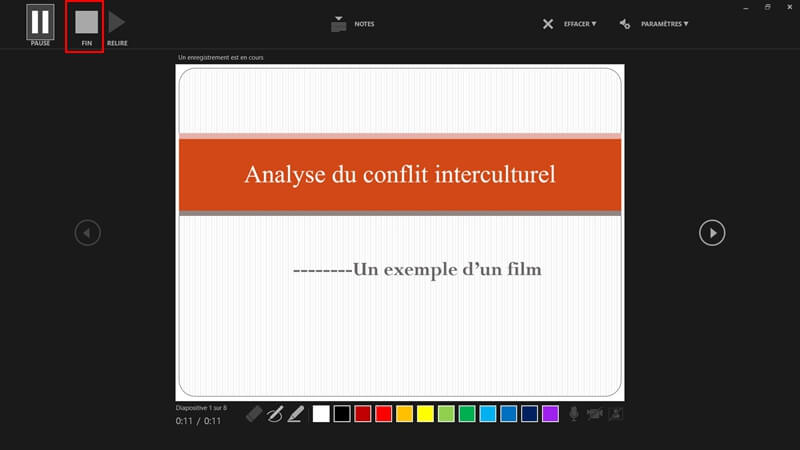 Terminer la présentation en sélectionnant la fin du diaporama