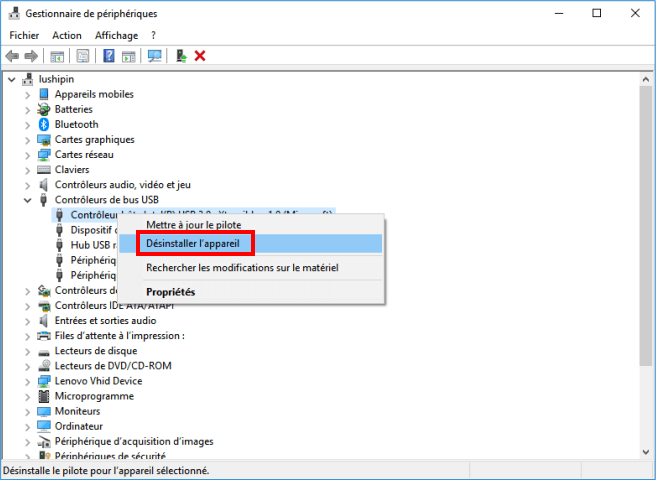 desinstaller usb connexion