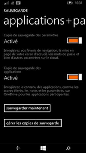 Sauvegardez vos applications et les paramètres de votre téléphone