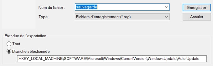 choisir un emplacement de sauvegarde