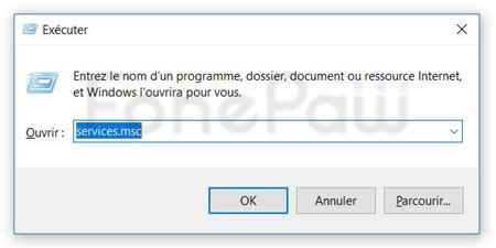 la commande « services.msc »