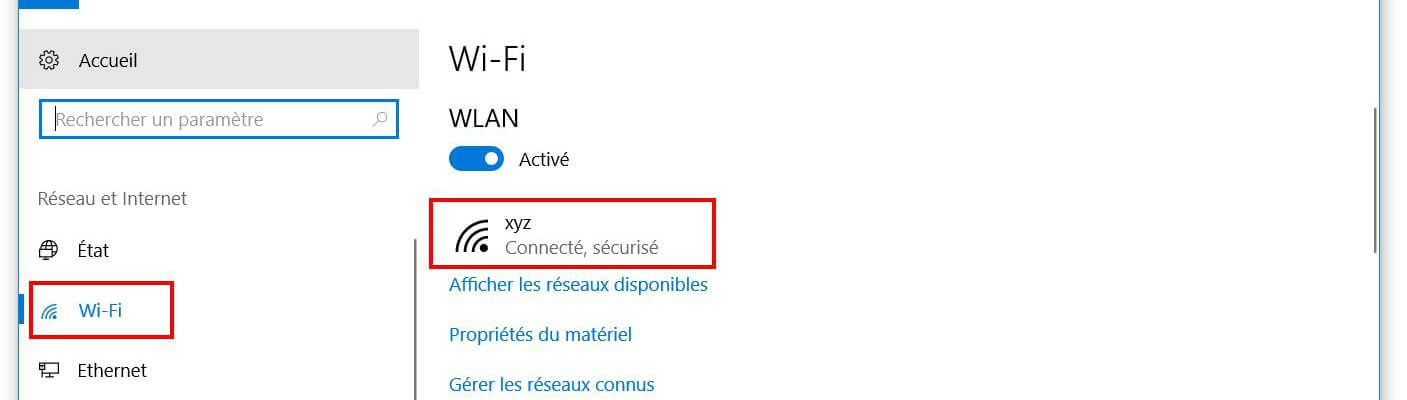 le nom de votre connexion Wi-Fi