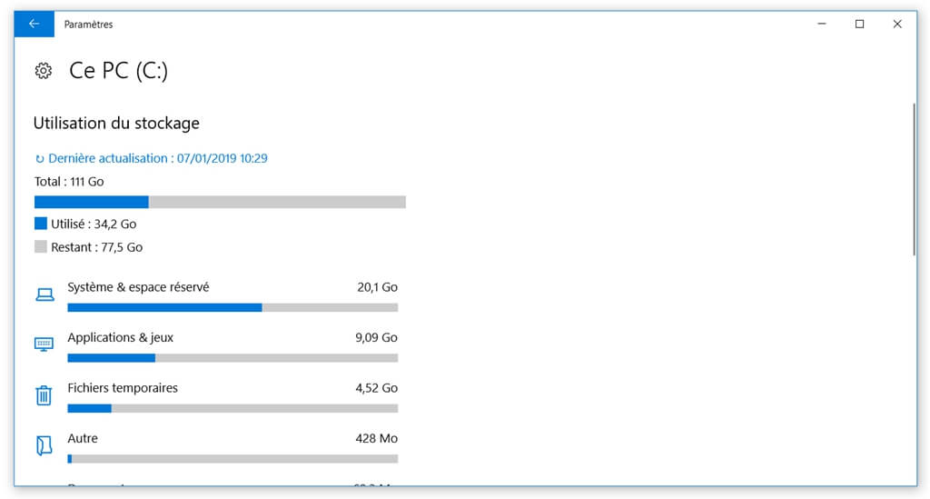 Types de fichiers sur Windows 10