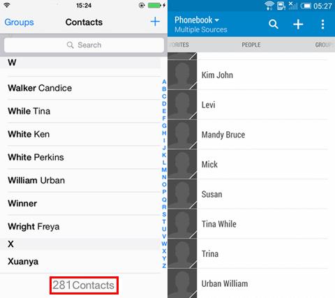 Déplacé les contacts de l'iPhone vers Android